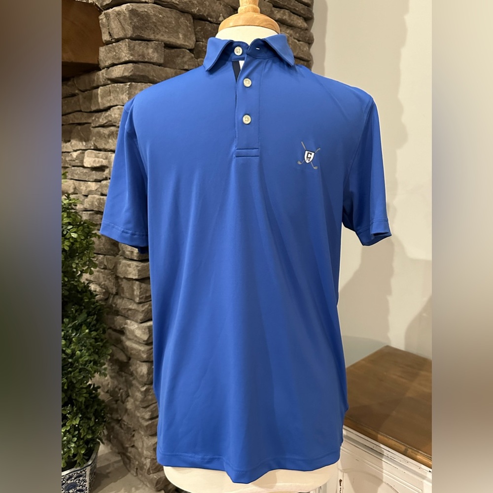 Chaps Golf men’s 3 button Polo Blue Golf Shirt size small